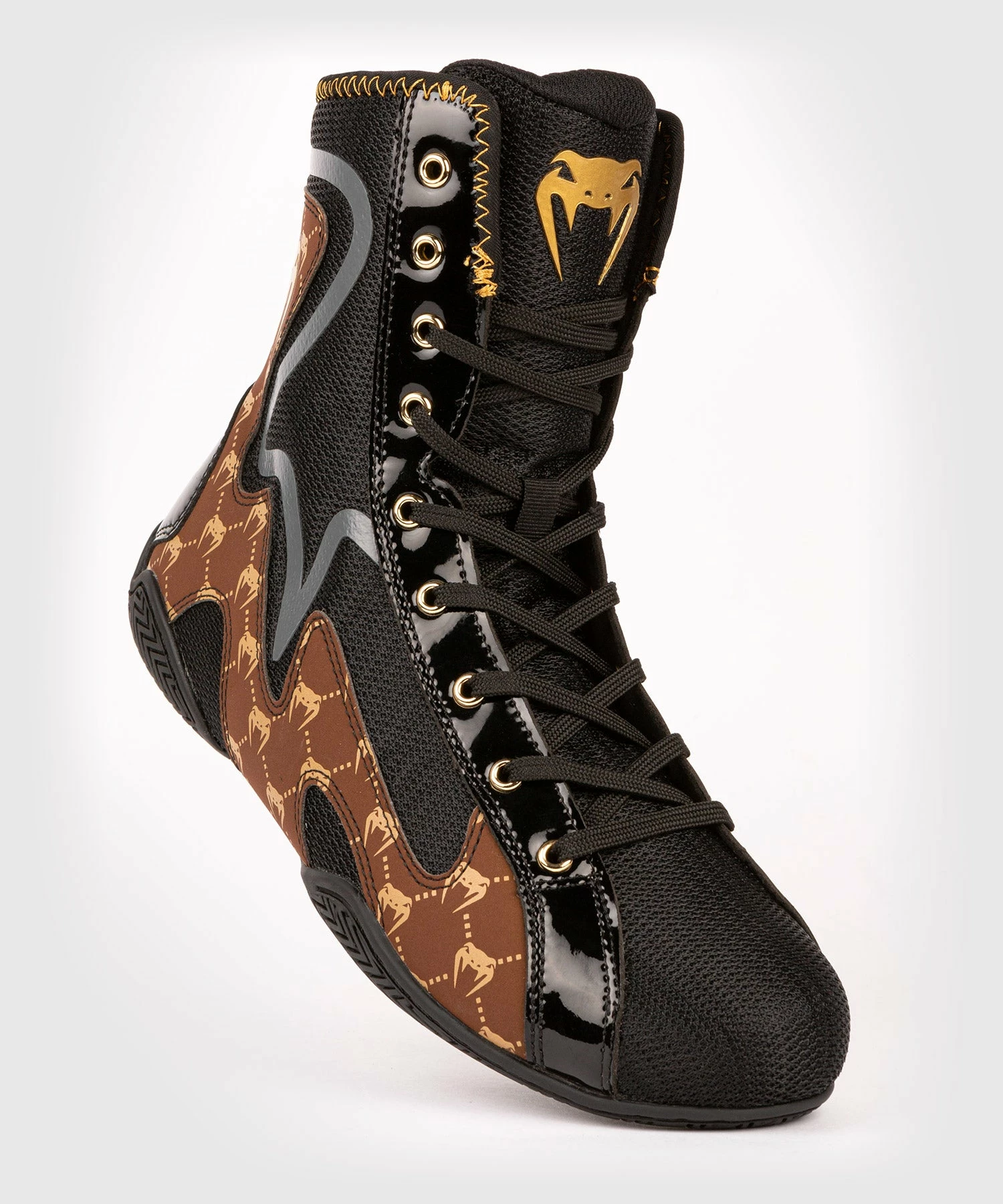 Venum Elite Evo Monogram Boxing Shoes - Black/Brown