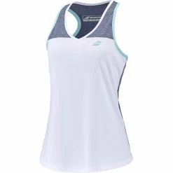 Babolat Women’s Play Tennis Tank Top (White/Blue Heather) -Boxing Elegant Butikk 3WTE071 1079 Babolat Womens Play Tennis Tank Top WhiteBlue Heather c 1000 1000
