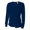 A4 Women’s Performance Long-Sleeve Crew Neck Shirt (Navy)