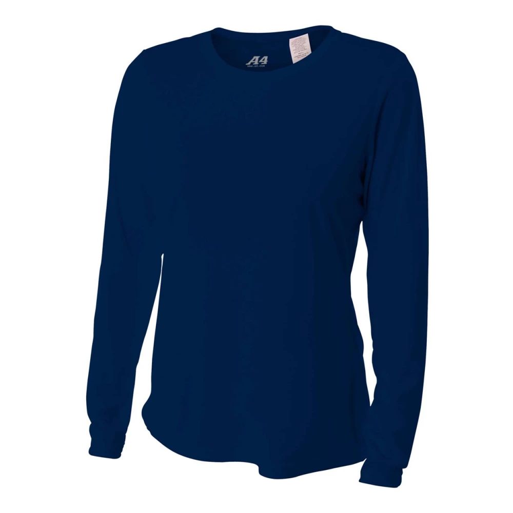 A4 Women’s Performance Long-Sleeve Crew Neck Shirt (Navy) 3 A4 Women’s Performance Long-Sleeve Crew Neck Shirt (Navy)