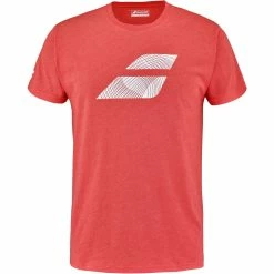 Babolat Men’s Exercise Big Flag Crew Neck Tennis Training Tee (Poppy Red Heather)