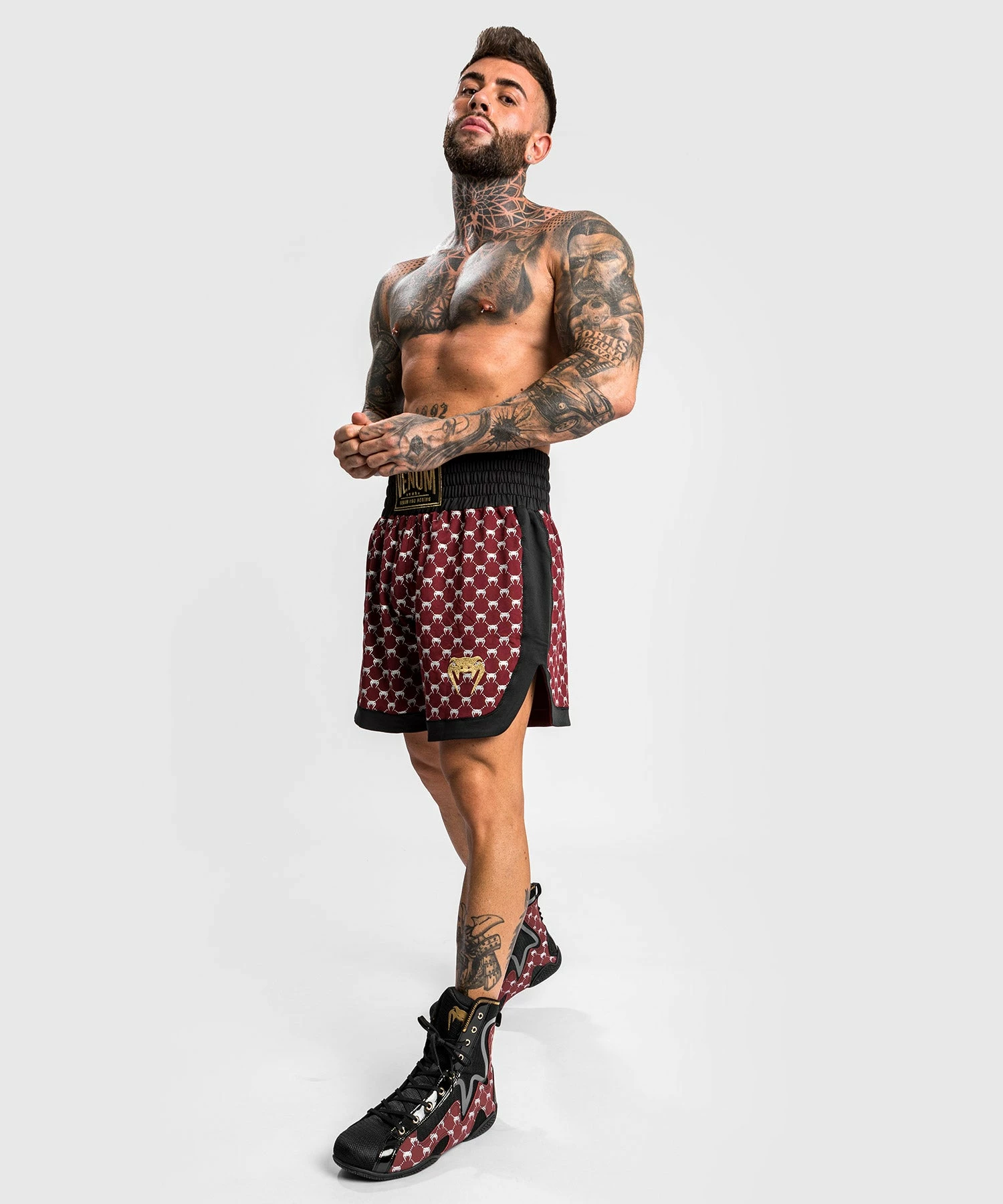 Venum Monogram Boxing Short - Black/Burgundy 7 Venum Monogram Boxing Short - Black/Burgundy - Bilde 5