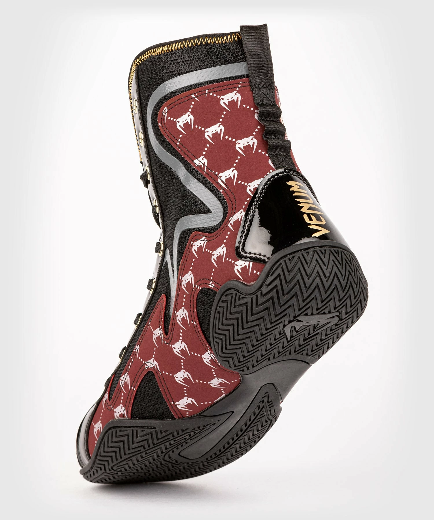 Venum Elite Evo Monogram Boxing Shoes - Black/Burgundy - Bilde 3