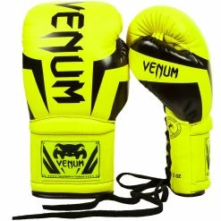 Venum Elite Boxing Gloves - With Laces - Neo Yellow