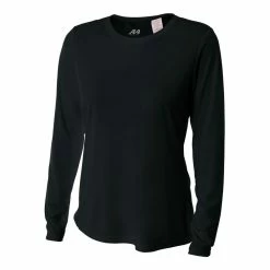 A4 Women’s Performance Long-Sleeve Crew Neck Shirt (Black)