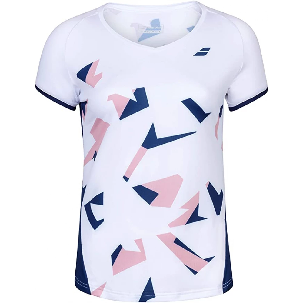 Babolat Girls Compete Cap Sleeve Tennis Top With Performance Polyester (White/Estate Blue) 3 Babolat Girls Compete Cap Sleeve Tennis Top With Performance Polyester (White/Estate Blue)