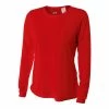 A4 Women’s Performance Long-Sleeve Crew Neck Shirt (Scarlet)