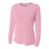 A4 Women’s Performance Long-Sleeve Crew Neck Shirt (Pink)