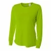 A4 Women’s Performance Long-Sleeve Crew Neck Shirt (Lime)