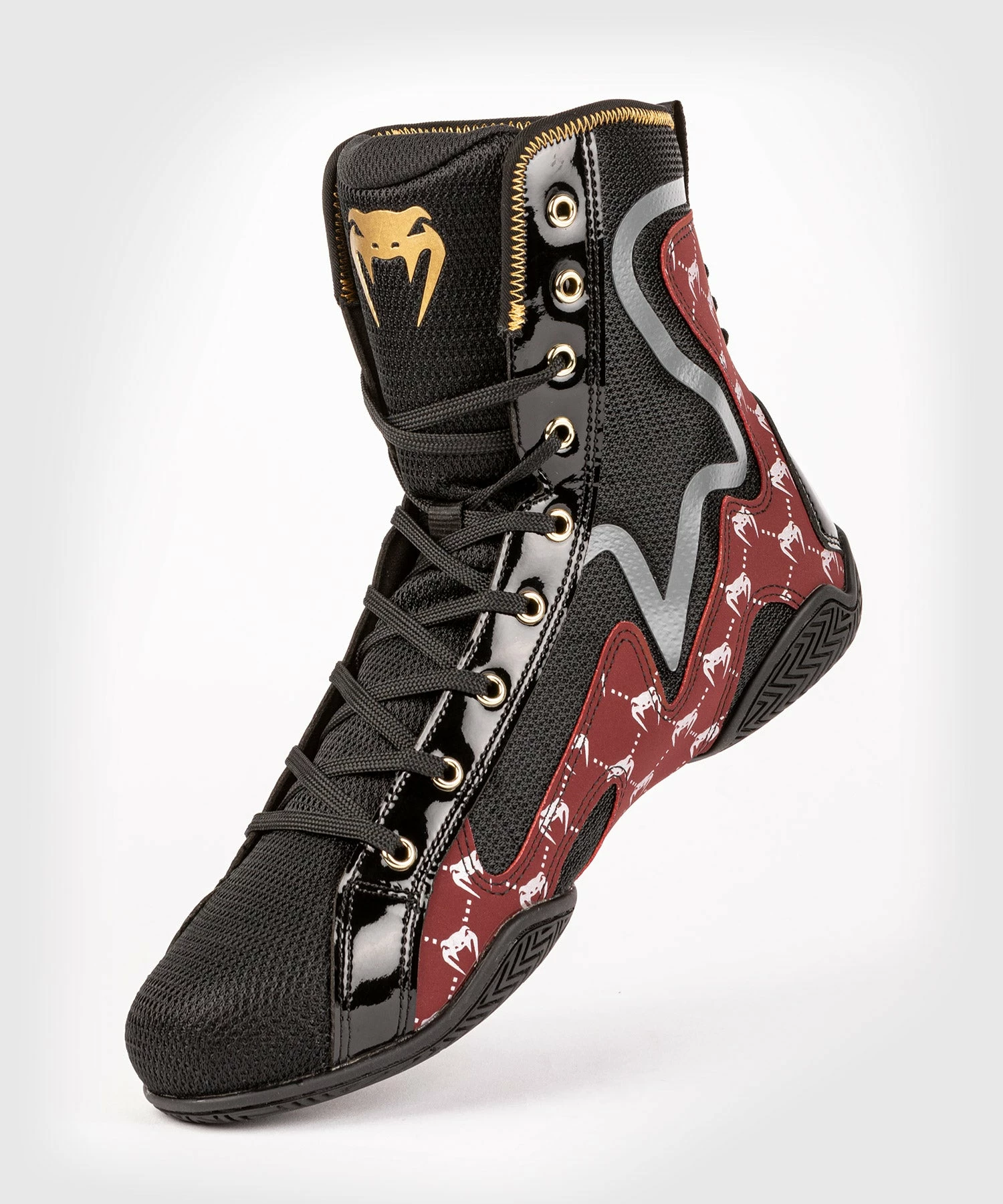 Venum Elite Evo Monogram Boxing Shoes - Black/Burgundy - Bilde 2