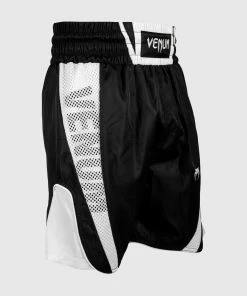 Venum Elite Boxing Shorts - Black/White -Boxing Elegant Butikk BOXING SHORT ELITE BLACK WHITE HD 01