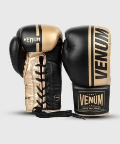 Venum Shield Pro Boxing Gloves - With Laces - Black/Gold -Boxing Elegant Butikk IMG 7951 copie