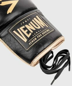 Venum Hammer Pro Boxing Gloves - With Laces - Black/Gold -Boxing Elegant Butikk IMG 7984 copie