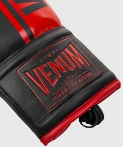 Venum Shield Pro Boxing Gloves - With Laces - Black/Red -Boxing Elegant Butikk IMG 8316 copie