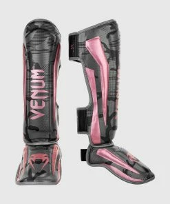 Venum Elite Shin Guards - Black/Pink Gold