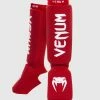 Venum Kontact Shin Guards - Red -Boxing Elegant Butikk Shinguards In Steps Kontact cotton red