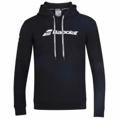 Babolat Boy’s Exercise Hooded Tennis Training Sweatshirt (Black/Black)