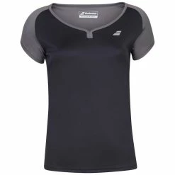 Babolat Women’s Play Cap Sleeve Tennis Top (Black/Black)