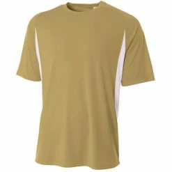 A4 Men’s Performance Color Block Crew Shirt (Vegas Gold)