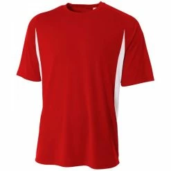 A4 Men’s Performance Color Block Crew Shirt (Scarlet)