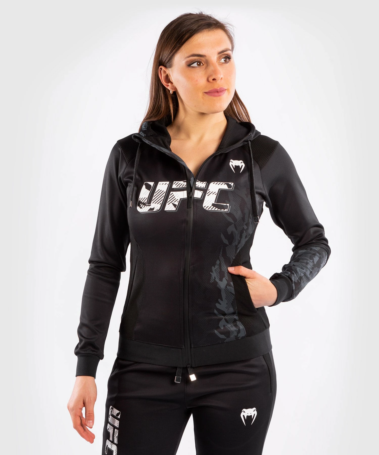 UFC Venum Authentic Fight Week Women's Zip Hoodie - Black 3 UFC Venum Authentic Fight Week Women's Zip Hoodie - Black