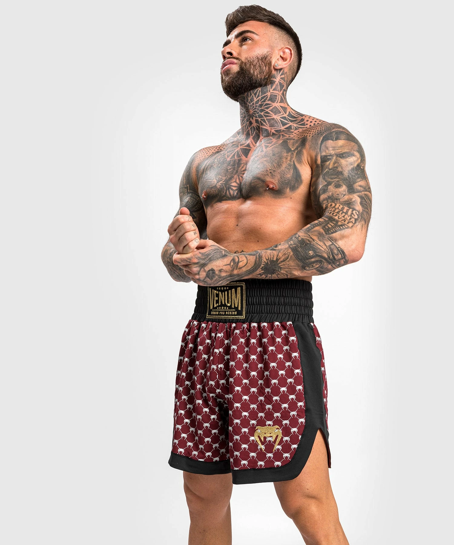 Venum Monogram Boxing Short - Black/Burgundy 3 Venum Monogram Boxing Short - Black/Burgundy