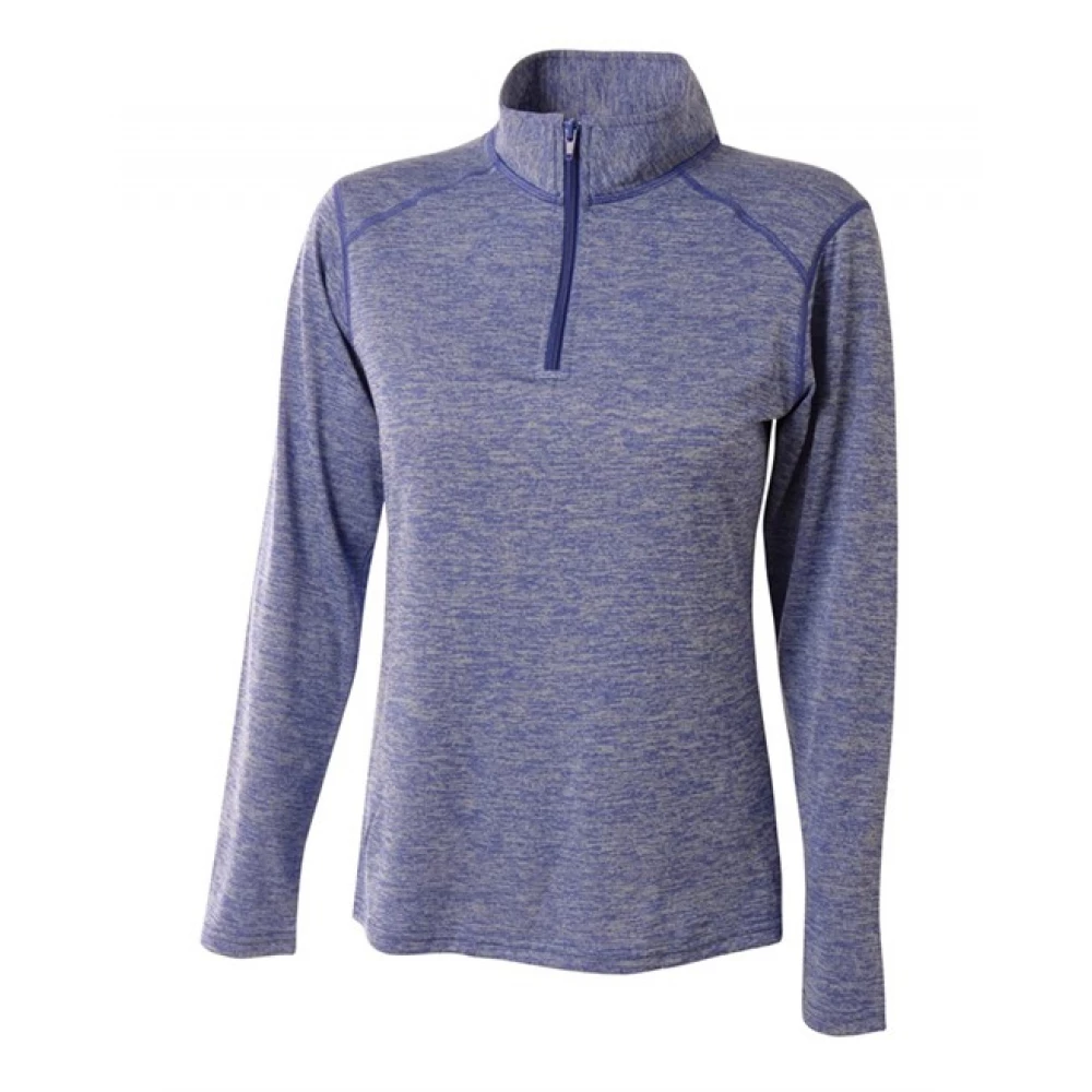 A4 Women’s Inspire Quarter Zip Long Sleeve Tennis Warm Up Top (Light Blue)